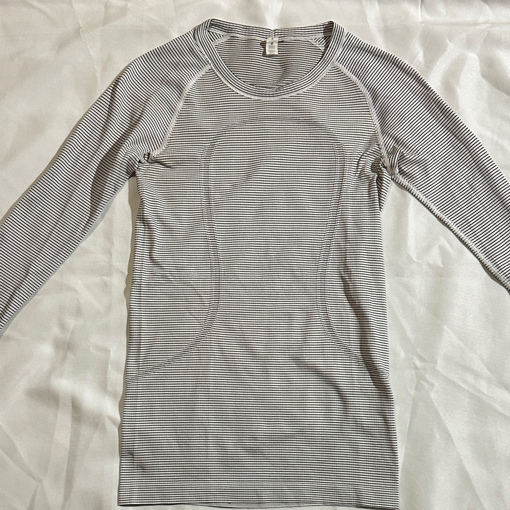 Black and white Striped Long Sleeve Lululemon swiftly